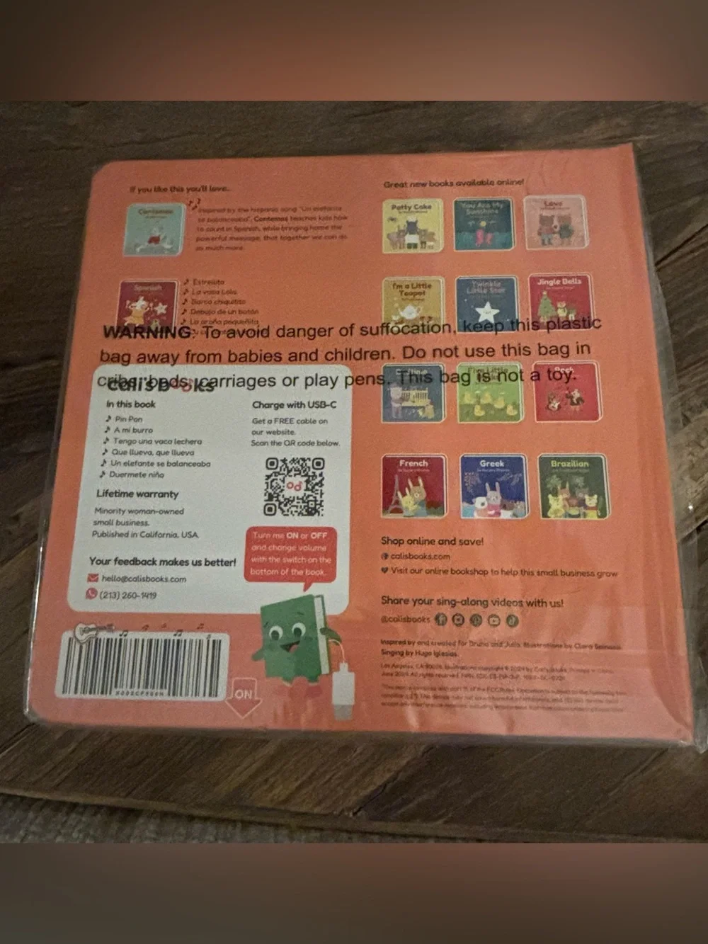 Cali’s Books Musical Board Book: Spanish- 6 traditional songs